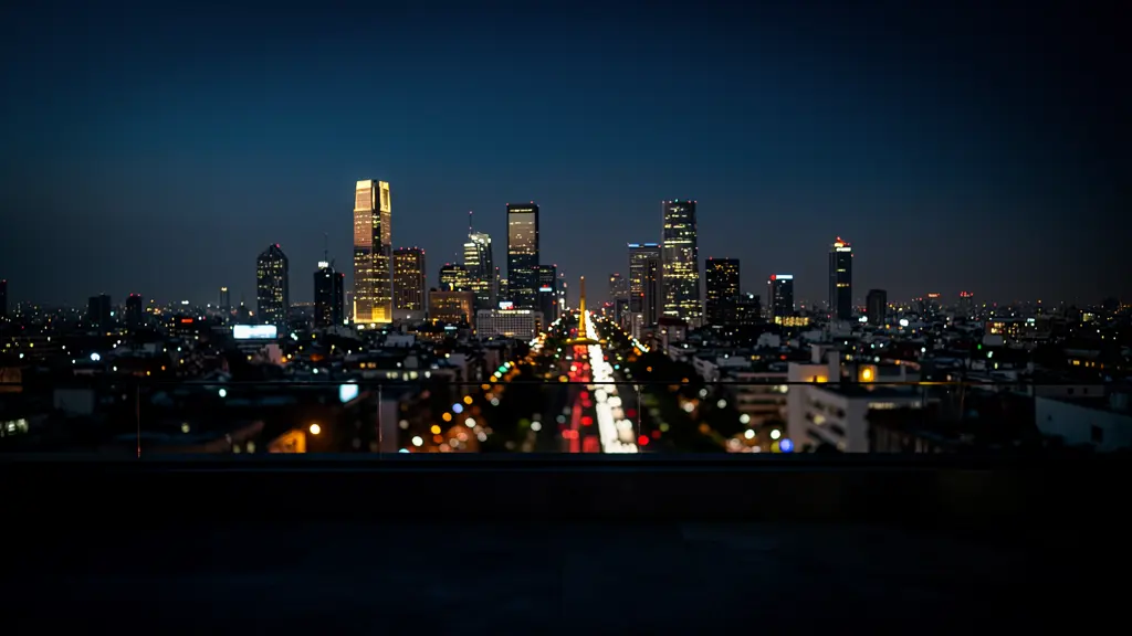Vista panorámica nocturna del skyline de la Ciudad de México desde una terraza de lujo en Polanco - Monarca Brokers.